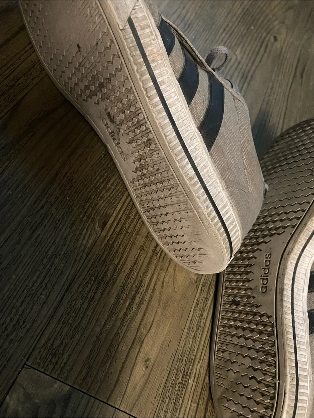 adidas Men’s Gray Sneakers with Black Stripes